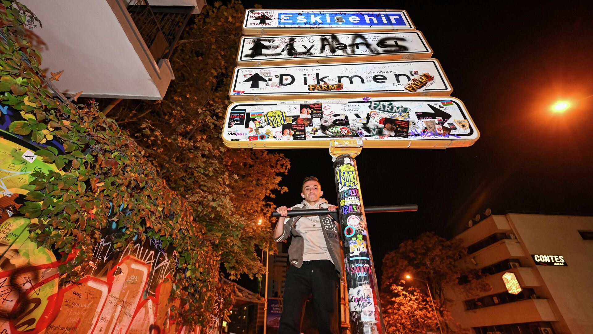 ankaralilara kizilay tabelasi dayanmiyor belediye tabela yine dusmesin diye genclerin asilmasi icin barfiks koydu khNXfBUO.jpg